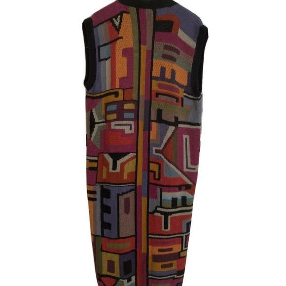 The Peruvian Connection 100% Alpaca Wool Long Sweater Vest Abstract Multi Sz XL - Picture 4 of 6